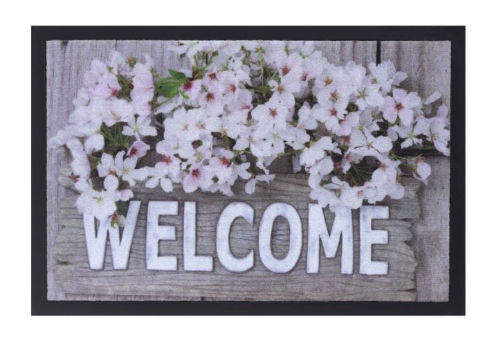 Tapis personnalisé fleurs blanches